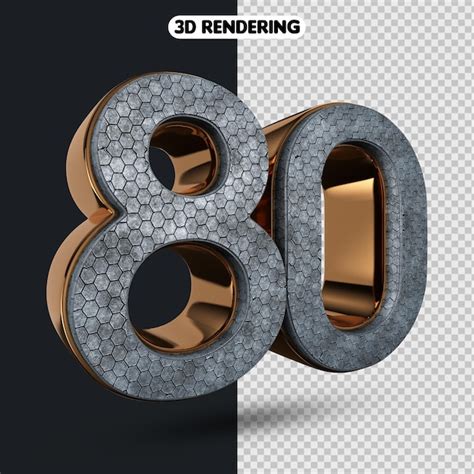 Premium Psd Number 80 With Style Gold 3d Rendering