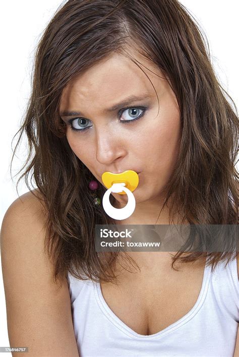 girl sucking  pacifier stock photo  image  pacifier