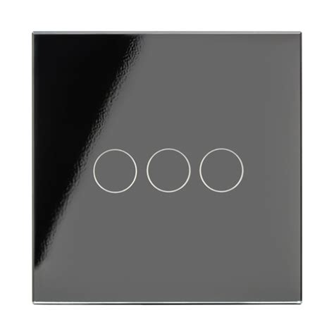 Crystal Glass Gang V Touch Pulse Retractive Light Switch Black