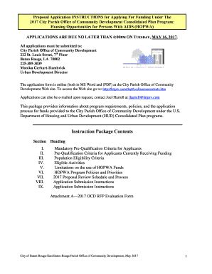 Fillable Online Instruction Package Contents City Of Baton Rouge Fax