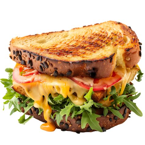 Delicious Sandwich With Melting Cheese On Transparent Background