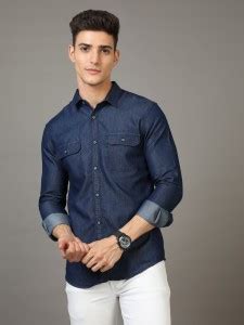 SMILE STONE Men Washed Casual Blue Shirt Buy SMILE STONE Men Washed