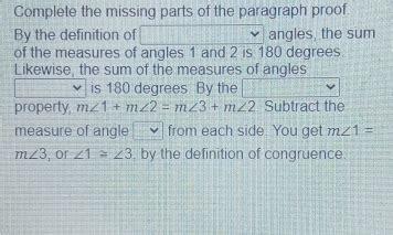 Solved Complete The Missing Parts Of The Paragraph Proof By The