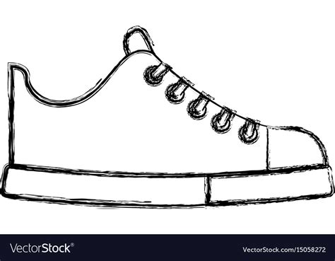 Cute sketch draw shoe cartoon Royalty Free Vector Image