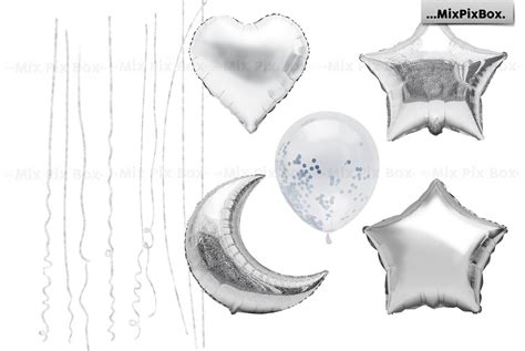 Silver Foil Balloons Photo Overlays By MixPixBox | TheHungryJPEG