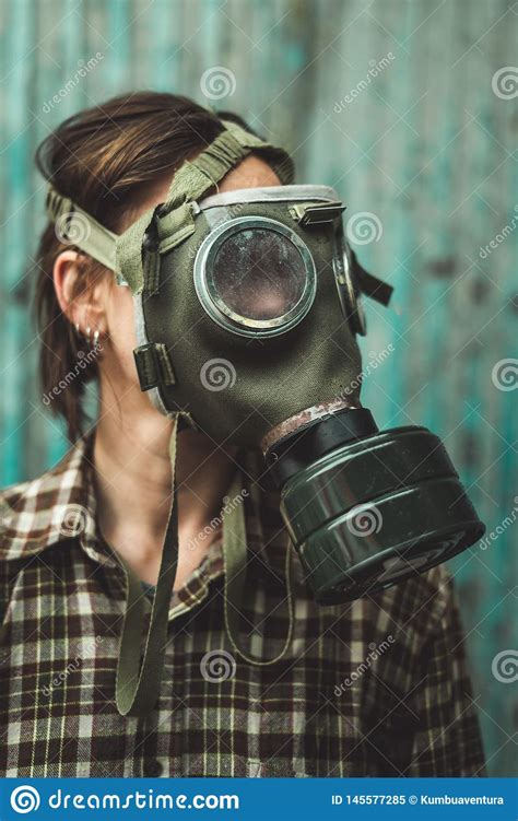 Person Wearing A Gas Mask Contamination Concept Stock Image Image Of