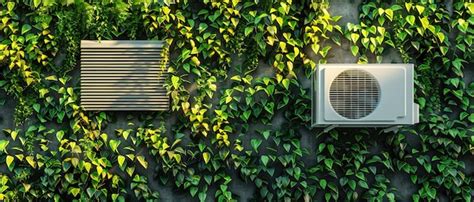 Premium Photo A Modern Air Conditioner Installed On A Wall Covered With Green Plants