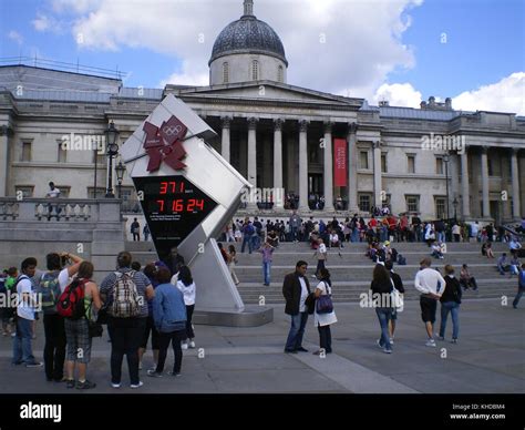 Olympics Countdown Timer In Trafalgar Square London Uk Stock