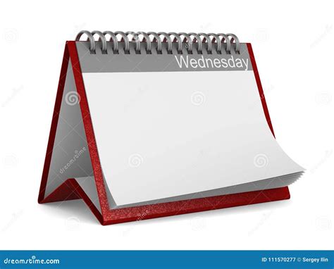 Calendar for Wednesday on White Background. Isolated 3D Illustration ...