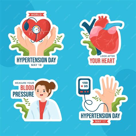 World hypertension day label flat cartoon hand drawn templates