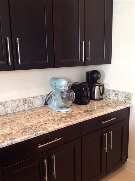 Dark Espresso Cabinets With Granite Countertop And 5 12 Inch Granite