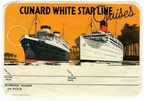 Cunard White Star Line Cruises Luggage Label