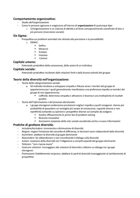 Riassunto Generale Organizzazione Aziendale Comportamento