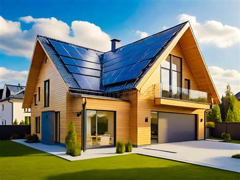 Modern Eco Friendly Smart Home with Solar Panels System on Rooftop. Generative AI Stock ...