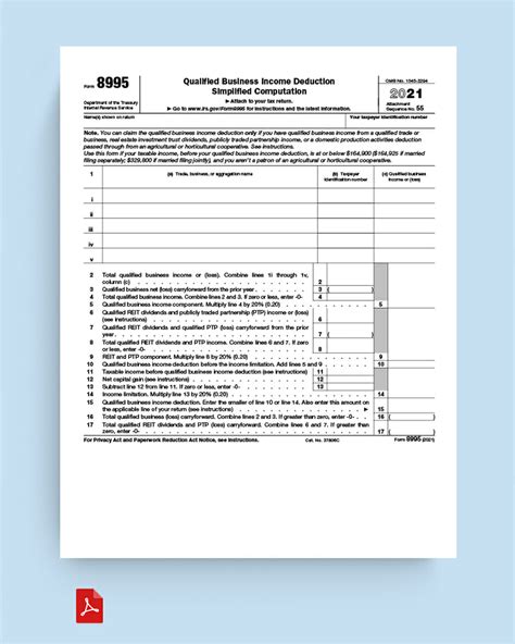 Form 8995 Qualified Business Income Deduction Simplified Computation