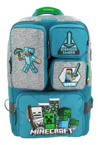 Mochila Transformable Grande Escolar Chenson Minecraft Azul MercadoLivre