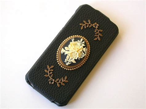 iPhone 5 Flip Case Black Leather Vintage by LeBoudoirNoir | Black ...