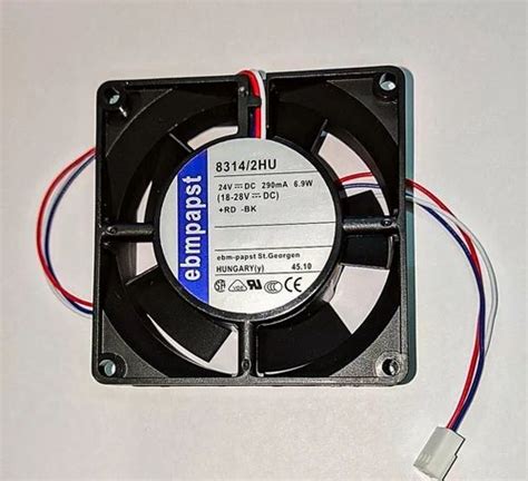 Black 8314 2HU EBM PAPST Cooling Fan Size 80mm L X 80mm H 24 Vdc At