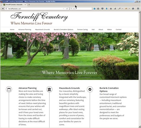 Ferncliff Cemetery Web Site - A Case Study - nSiteful Web Builders