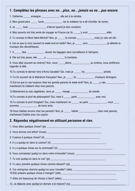 La négation online activity | Basic french words, Teaching french ... 