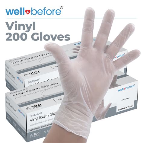 Wellbefore Large Size Clear Vinyl Disposable Gloves 200 Ct Pack