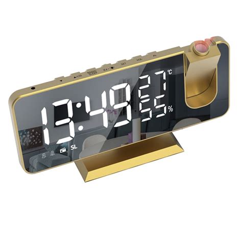 180 LED Projection Clock with FM Radio Dual Alarms T & H Display | Shop ...