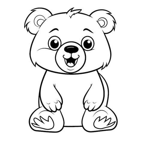 Un Dibujo En Blanco Y Negro De Un Oso De Peluche Sentado Ai Generativo