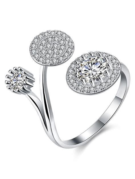 Adjustable Sterling Silver Cubic Zirconia Women Wedding Engagement