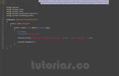 Operadores VisualStudio C Imprimir Texto Y Variables Tutorias Co