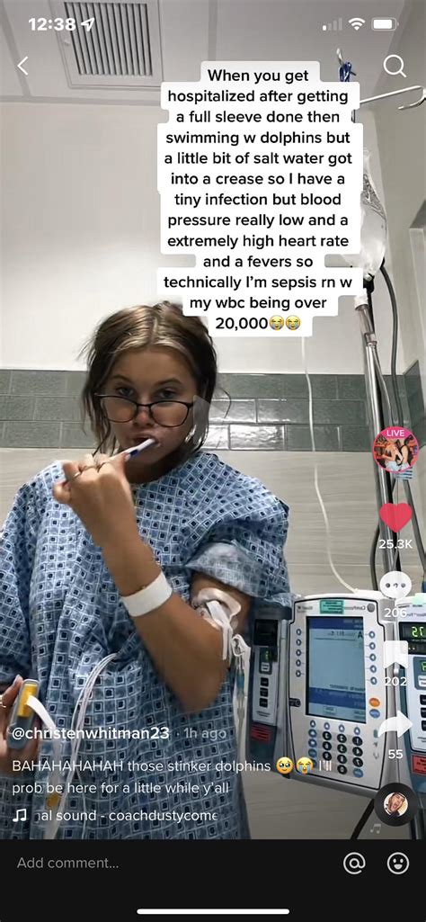 Christen Whitman get infection after swimming but I think it was from