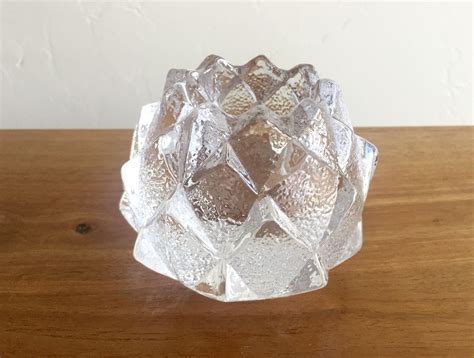 Vintage Orrefors Sweden Nimbus Crystal Votive Candle Holder Artichoke Swedish Design T