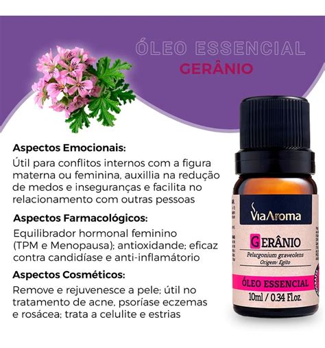 Óleo Essencial Gerânio 100 Natural Puro Via Aroma 10ml MercadoLivre