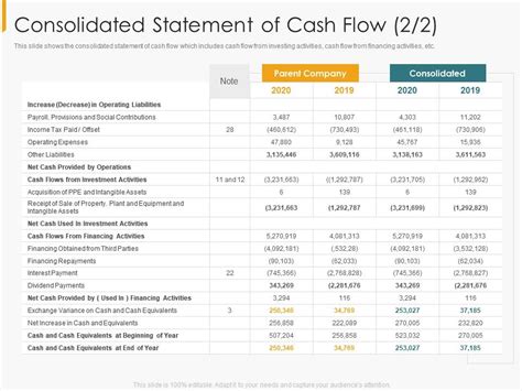 Consolidated Statement Of Cash Flow Financial Internal Controls And Audit Solutions