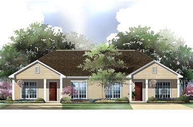 One Story Duplex House Plans With Garage In The Middle - Bios Pics