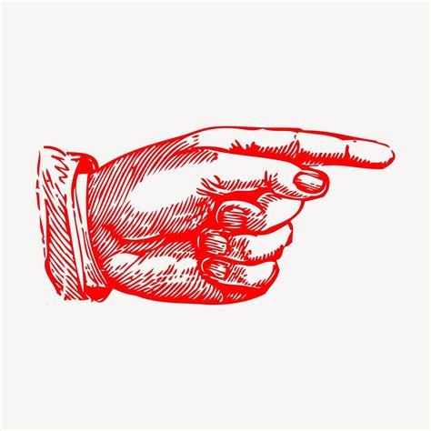 Red Pointing Hand Gesture Vintage Free Vector Rawpixel