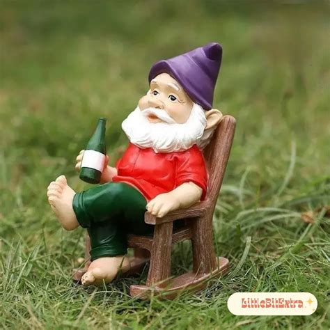 Funny Drunk Garden Gnome On Rocking Chair Resin Garden Gnome Home