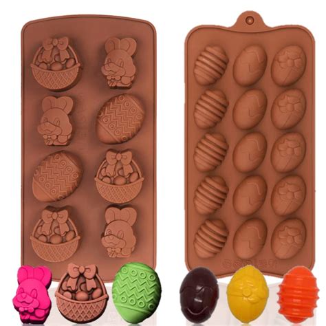 Husaini Mart 2 Pc Easter Egg Shape Silicone Mold 6 Cavity Cake Baking Blue Mould Diy