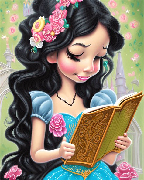 Latina Disney Princess Reading A Book · Creative Fabrica