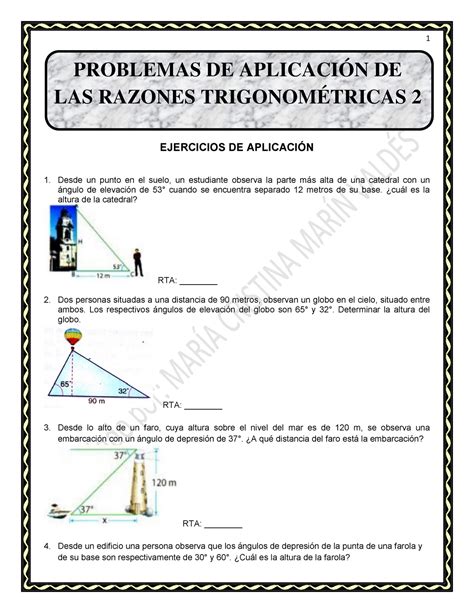 Problemas de aplicación de las razones trigonométricas Recuperación