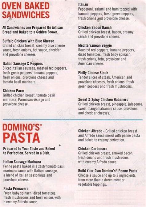 Menu At Domino S Pizza Pizzeria Gig Harbor