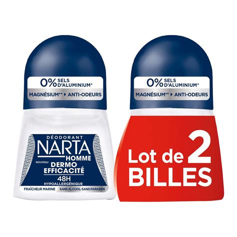 NARTA Narta homme déodorant bille dermo efficacité 2x50ml pas cher