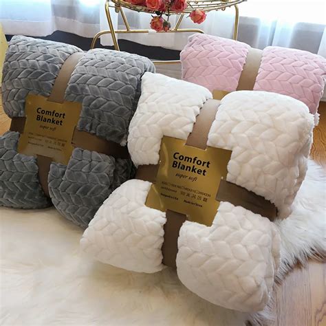 Winter Double Layer Thick Blanket Ferret Cashmere Super Soft Warm Wool