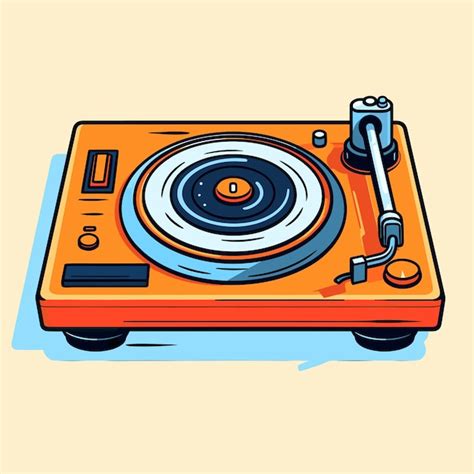 Un Dibujo De Un Tocadiscos Con Un Disco En El Frente Vector Premium