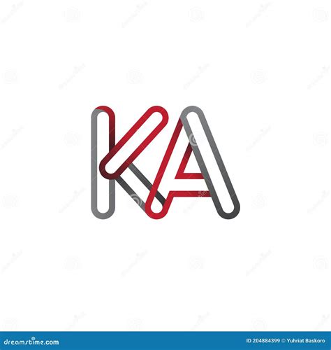 Logotipo Inicial Letra Ka Contorno Ligado Vermelho E Cinza Logotipo