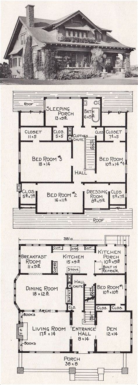 House Floor Plans: 1910s – 1930s – Architecture & Design Maison Craftsman, Craftsman Style Homes ...