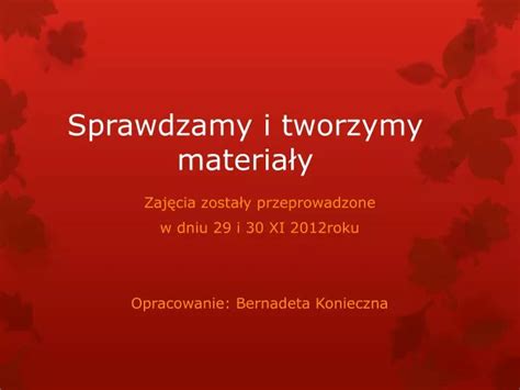 Ppt Sprawdzamy I Tworzymy Materia Y Powerpoint Presentation Free