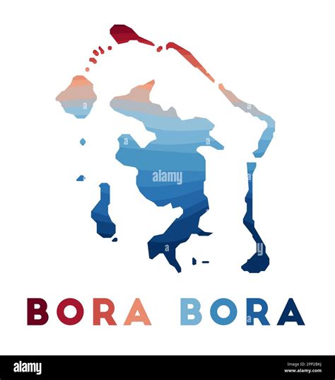 Bora Bora Map Map Of The Island With Beautiful Geometric Waves In Red