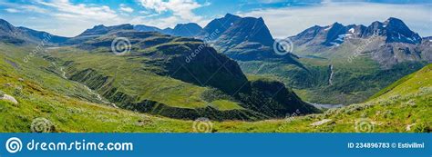 Mountain Peak Of Innerdalstarnet And Innerdalen Valley Norway Stock