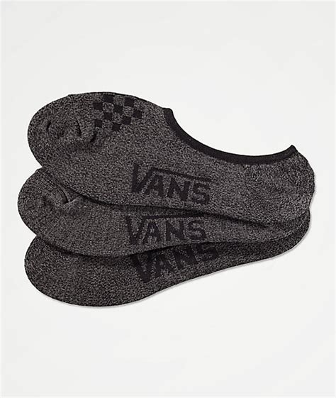 Vans Classic Canoodle Heather Black 3 Pack No Show Socks Zumiez