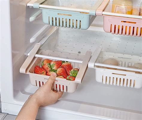 Vruta Fridge Storage Box Expandable Fridge Storage Rack Plastic Fridge